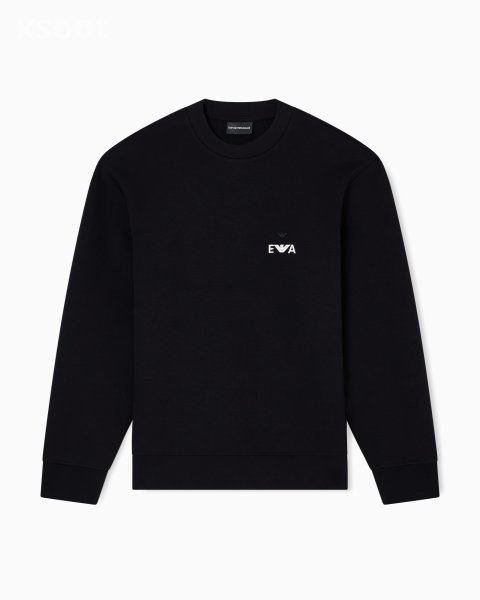 Buy Emporio Armani ASV Jersey Sweatshirt Online | Black Oversized EA Hoodie