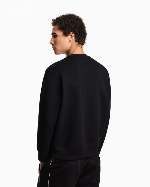 Buy Emporio Armani ASV Jersey Sweatshirt Online | Black Oversized EA Hoodie