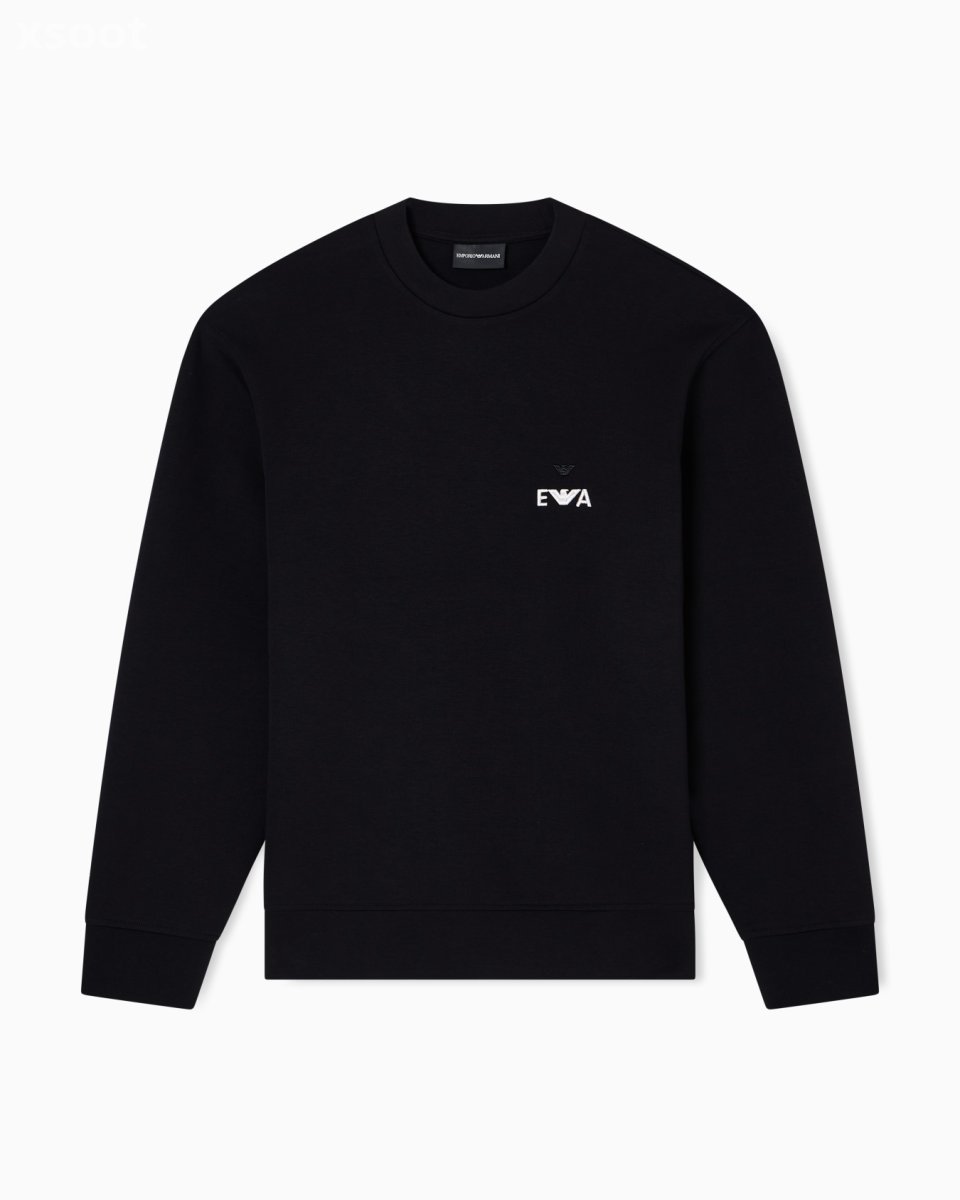 Buy Emporio Armani ASV Jersey Sweatshirt Online | Black Oversized EA Hoodie