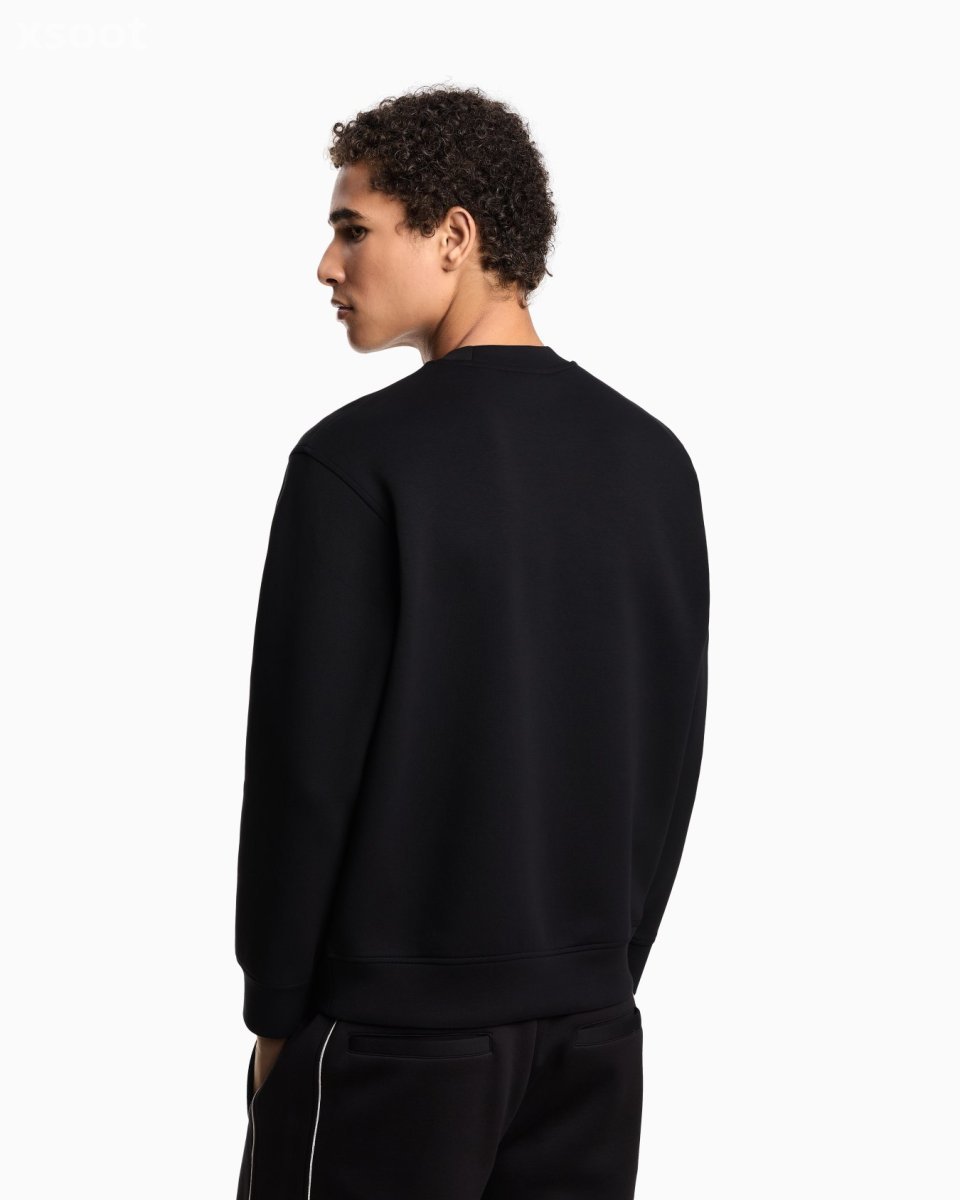 Buy Emporio Armani ASV Jersey Sweatshirt Online | Black Oversized EA Hoodie