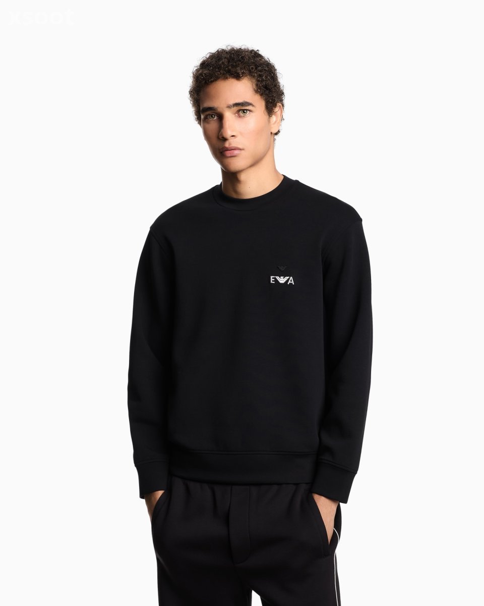 Buy Emporio Armani ASV Jersey Sweatshirt Online | Black Oversized EA Hoodie