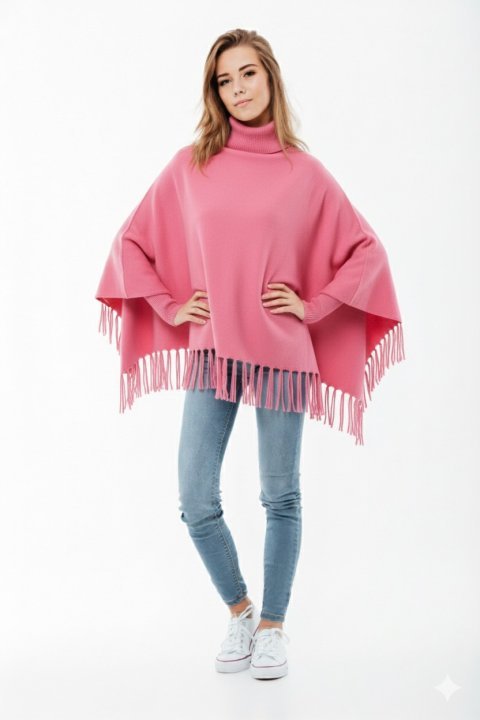 Buy Winter Fleece Poncho for Girls | High-Neck Tassel Poncho Cape for Cozy Cold Weather Style