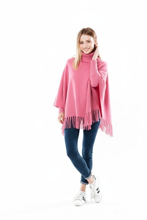 Buy Winter Fleece Poncho for Girls | High-Neck Tassel Poncho Cape for Cozy Cold Weather Style