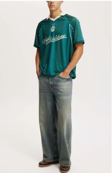 Buy Cotton On Men's Soccer Jersey Pineneedle Green Vintage Online