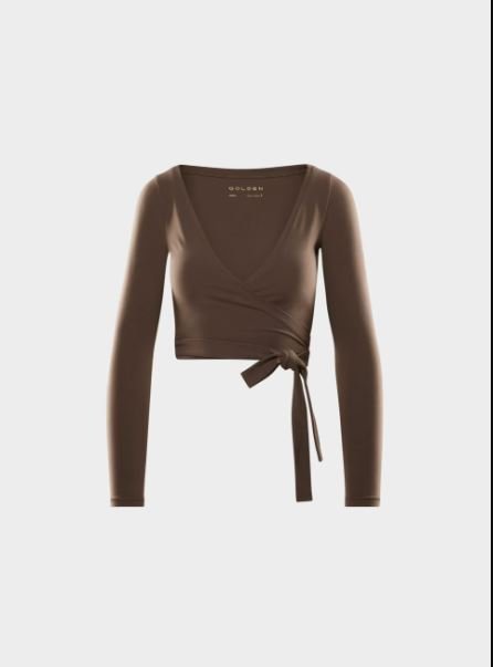 Buy Golden Butter Focal Wrap Blouse | Women's Long Sleeve Wrap Top for Elegant Everyday Style