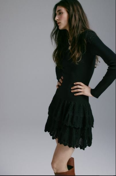 Buy H&M Ladies' Dress with Tiered Skirt | Feminine Flowy Midi Dress for Everyday Elegance
