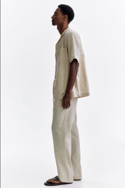 Buy H&M Regular-Fit Linen-Blend Pants | Men's Essential Breathable Casual Trousers for Everyday Comfort