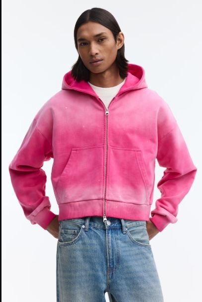 Buy Men's H&M Dark Pink Oversized Hooded Jacket Online | Casual Comfort Zip-Up Hoodie