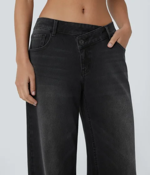 Buy Halara Flex Asymmetric Low Rise Baggy Wide Leg Jeans Online
