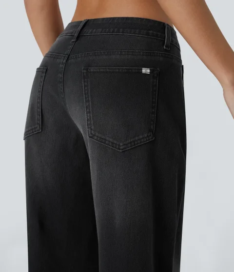Buy Halara Flex Asymmetric Low Rise Baggy Wide Leg Jeans Online