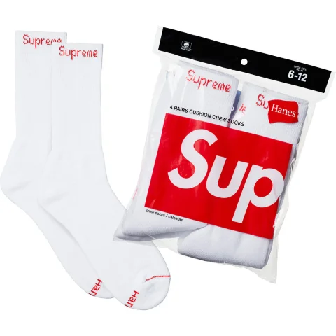 Buy Supreme x Hanes Crew Socks Online | Authentic Streetwear Cotton Crew Socks 4-Pack