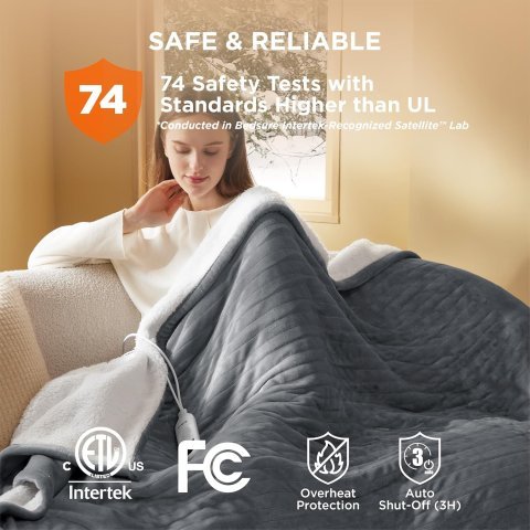 Buy Bedsure Heated Throw Blanket (50" x 60") | Fast Heating Electric Fleece Blanket for Cozy Warmth