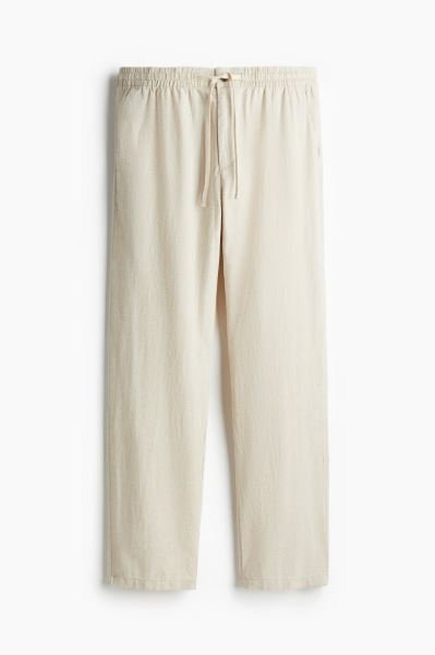 Buy H&M Regular-Fit Linen-Blend Pants | Men's Essential Breathable Casual Trousers for Everyday Comfort