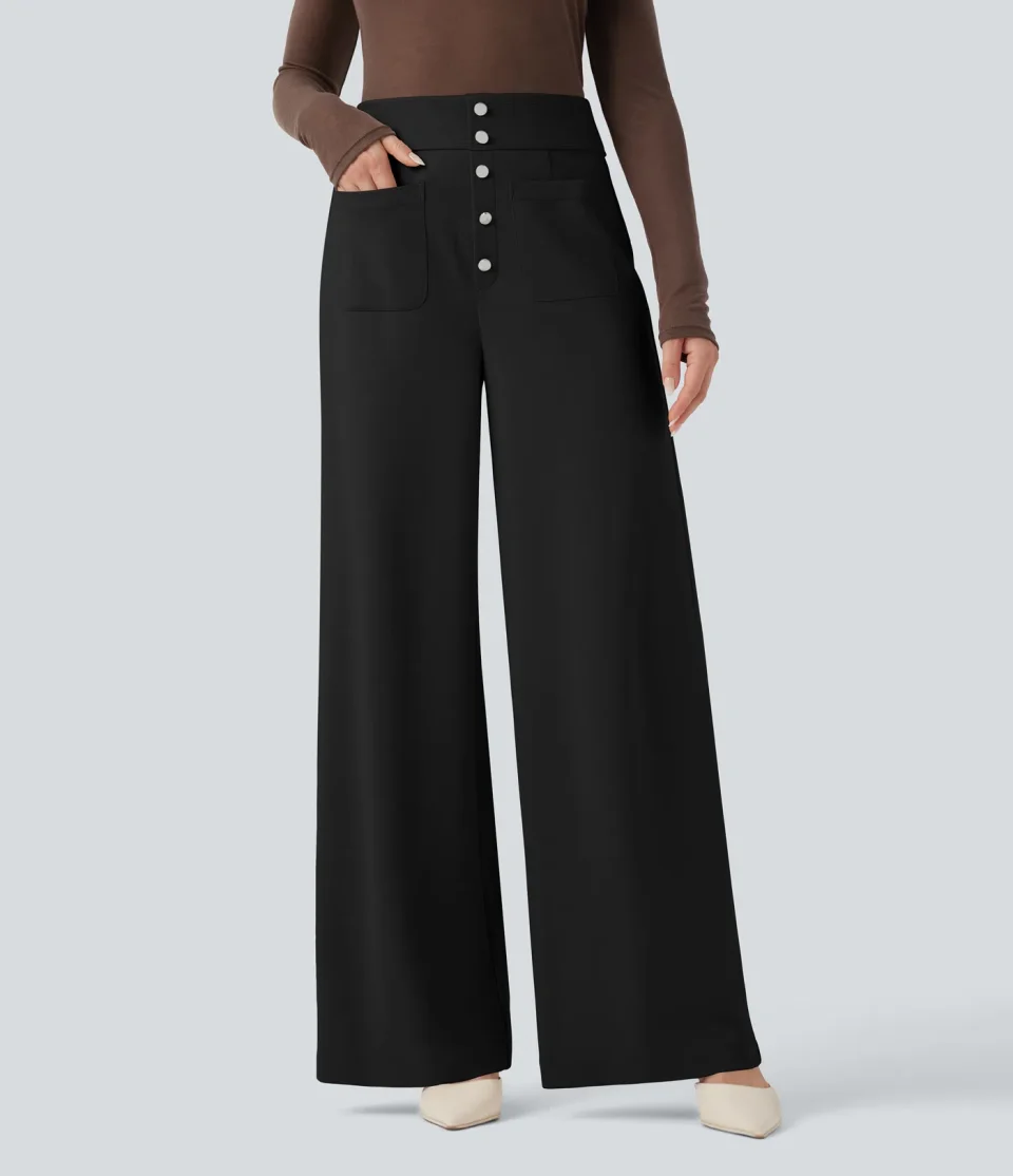 Buy Halara Flex High-Waisted Wide Leg Work Pants | Women's Comfortable Stretch Office Trousers