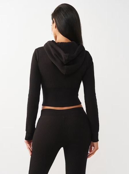 Buy Waffle Knit Contour Zip Up Hoodie Online | Premium Oversized Cozy Outfit