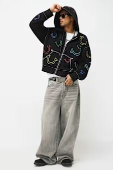 Buy True Religion Horseshoe Big T Boxy Zip Hoodie Online | Men's Winter Gym Jacket