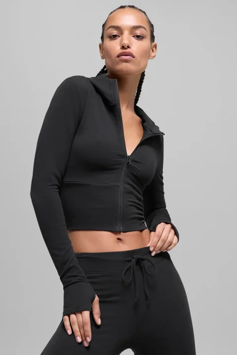 Buy Alo Yoga Sway Full Zip Hoodie Online | Lightweight Performance Lounge Hoodie