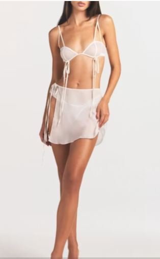 Buy Romance Tie-Side Mini Skirt Ivory Online | Elegant Women's Tie-Waist Mini Skirt