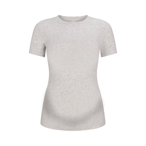 Buy Cotton Jersey Maternity T-Shirt Light Heather Grey Online | Soft Pregnancy & Nursing Essential Tee