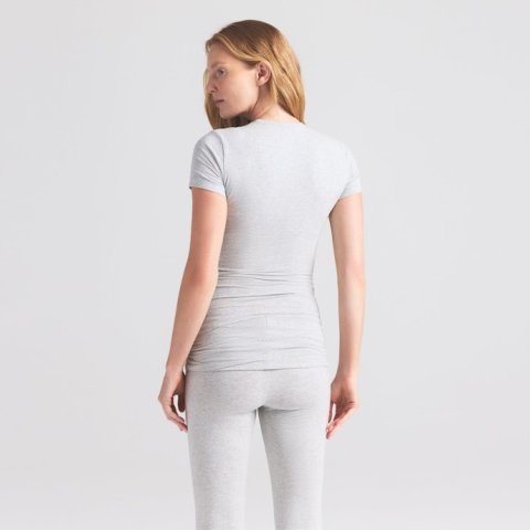 Buy Cotton Jersey Maternity T-Shirt Light Heather Grey Online | Soft Pregnancy & Nursing Essential Tee
