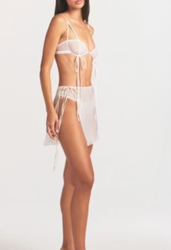 Buy Romance Tie-Side Mini Skirt Ivory Online | Elegant Women's Tie-Waist Mini Skirt