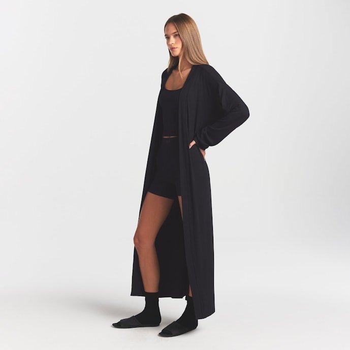 Buy Soft Lounge Long Robe Onyx Online | Ultra-Soft Full-Length Women's Luxury Lounge Robe