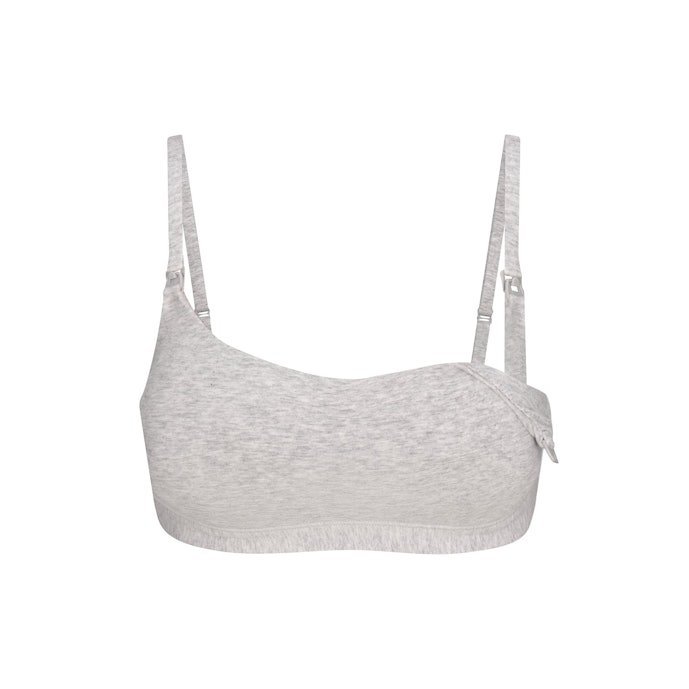 Buy Cotton Jersey Maternity Nursing Scoop Bralette Light Heather Grey Online | Soft Wireless Nursing Bra for Pregnancy & Breastfeeding
