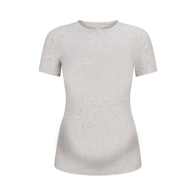 Buy Cotton Jersey Maternity T-Shirt Light Heather Grey Online | Soft Pregnancy & Nursing Essential Tee