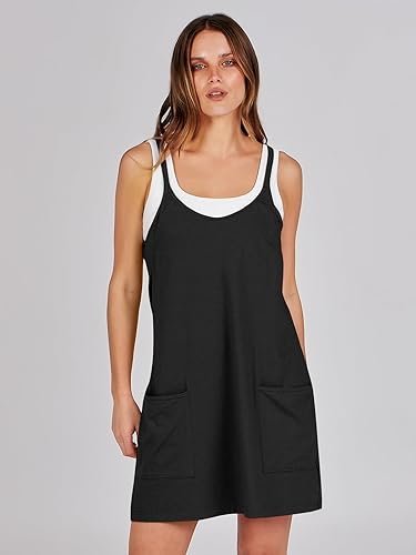 Buy ANRABESS Women's Athletic Dress Online | Sleeveless Tennis Workout Mini Romper Dress with Built-In Shorts