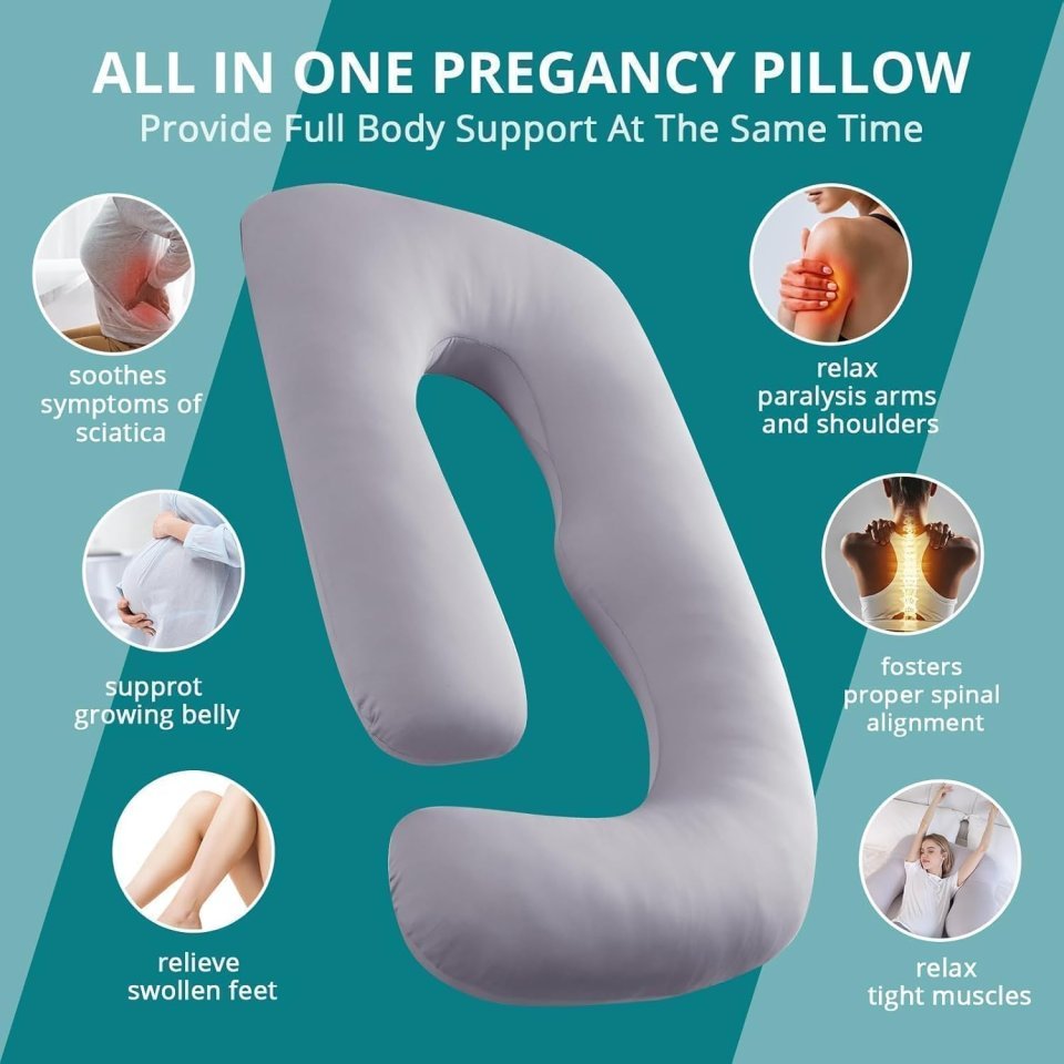 Buy Sasttie Cooling U-Shaped Pregnancy Pillow Online | Full Body Maternity Pillow for Sleeping